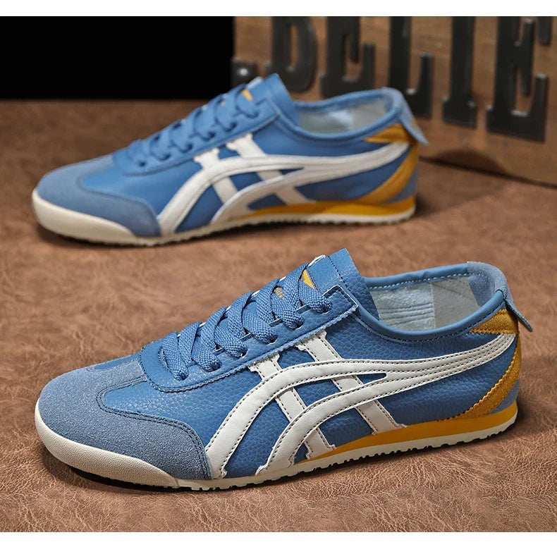 Julien | Sneakers Rétro Homme Cuir Daim Bandes Contrastées