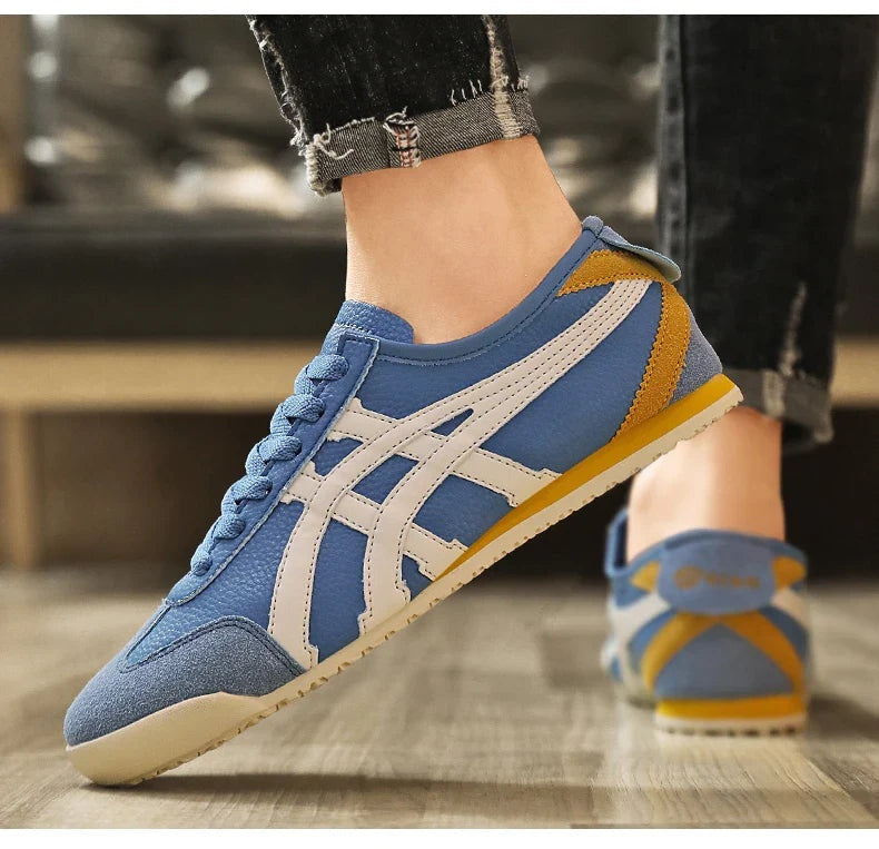Julien | Sneakers Rétro Homme Cuir Daim Bandes Contrastées