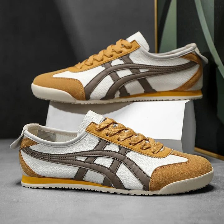 Julien | Sneakers Rétro Homme Cuir Daim Bandes Contrastées