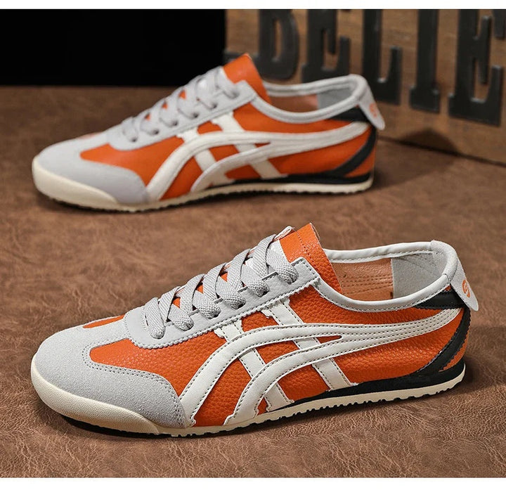 Julien | Sneakers Rétro Homme Cuir Daim Bandes Contrastées