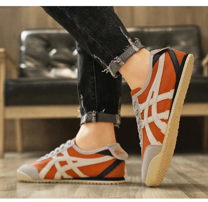 Julien | Sneakers Rétro Homme Cuir Daim Bandes Contrastées