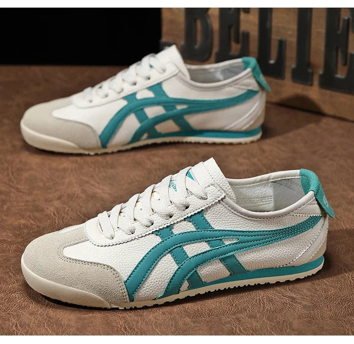 Julien | Sneakers Rétro Homme Cuir Daim Bandes Contrastées