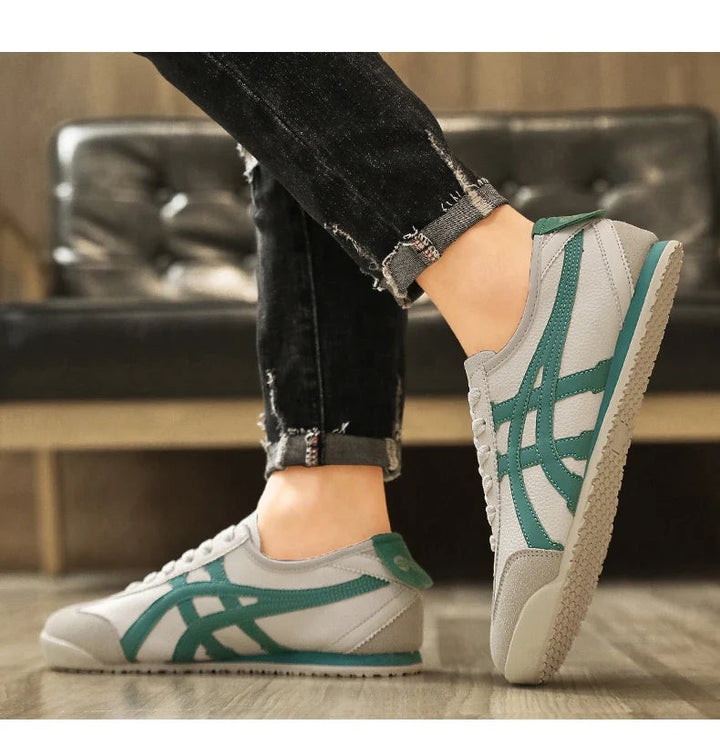 Julien | Sneakers Rétro Homme Cuir Daim Bandes Contrastées