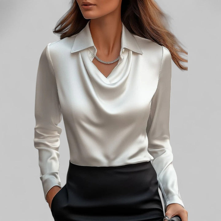 Juliette | Chemisier Soie Femme Col Drapé Manches Longues