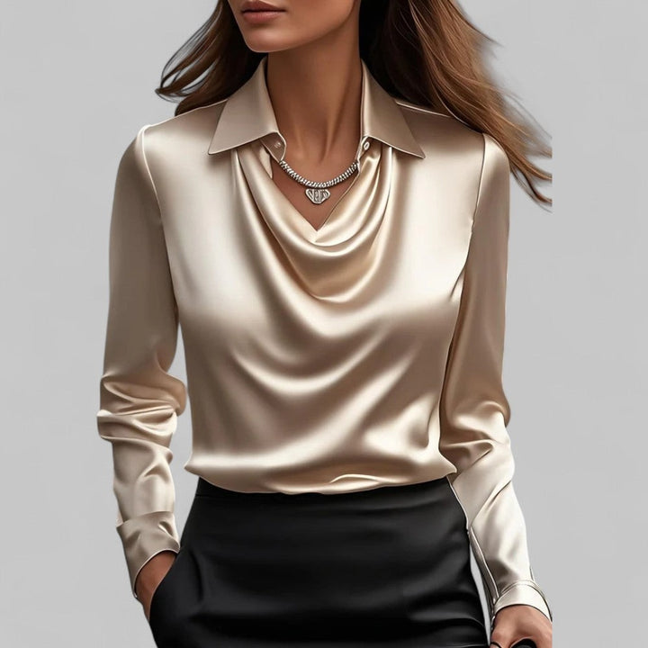 Juliette | Chemisier Soie Femme Col Drapé Manches Longues