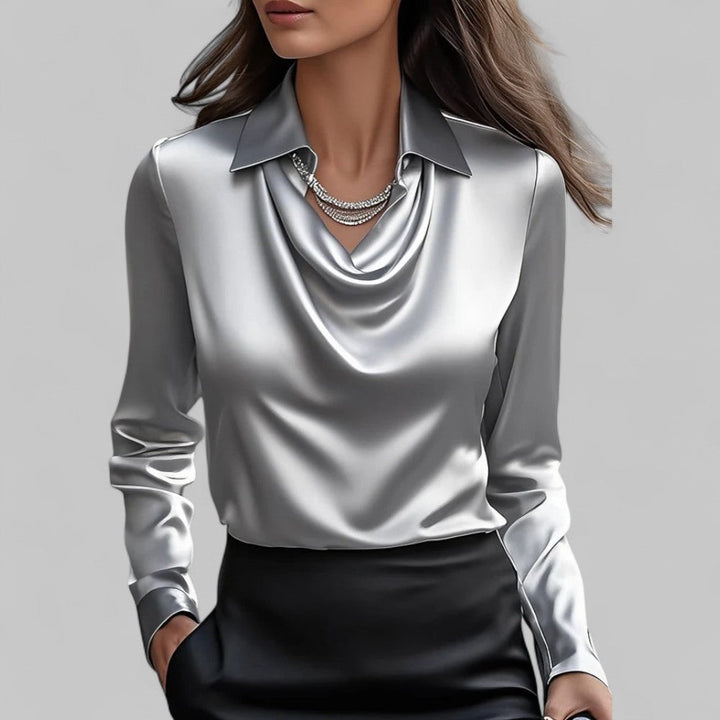 Juliette | Chemisier Soie Femme Col Drapé Manches Longues