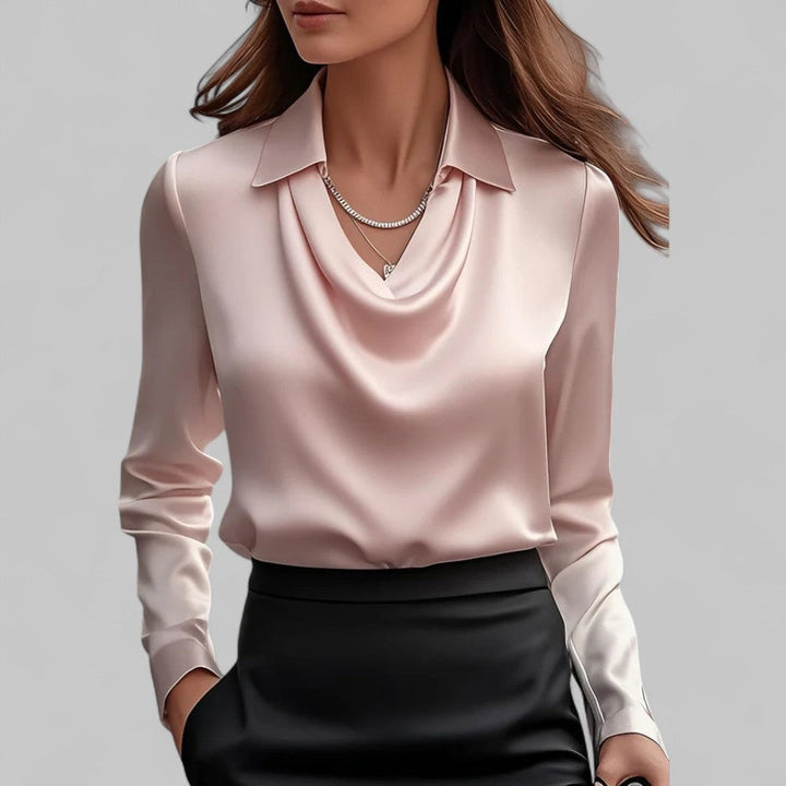 Juliette | Chemisier Soie Femme Col Drapé Manches Longues