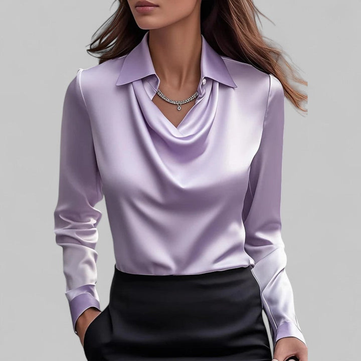 Juliette | Chemisier Soie Femme Col Drapé Manches Longues