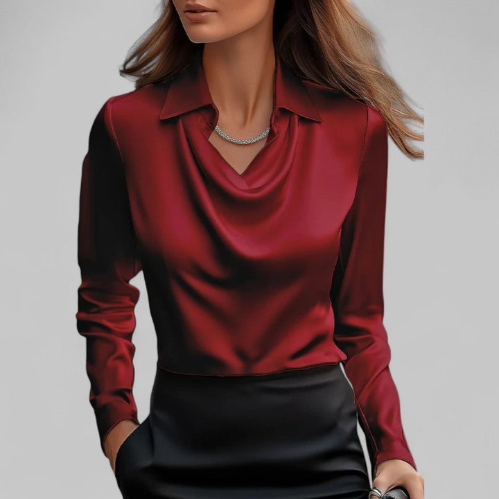 Juliette | Chemisier Soie Femme Col Drapé Manches Longues