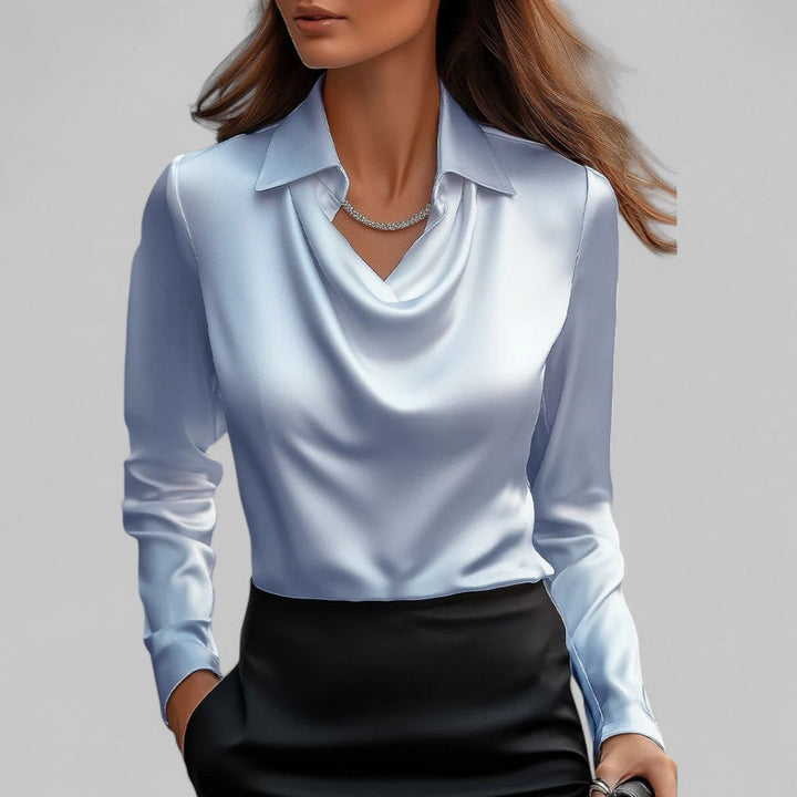 Juliette | Chemisier Soie Femme Col Drapé Manches Longues