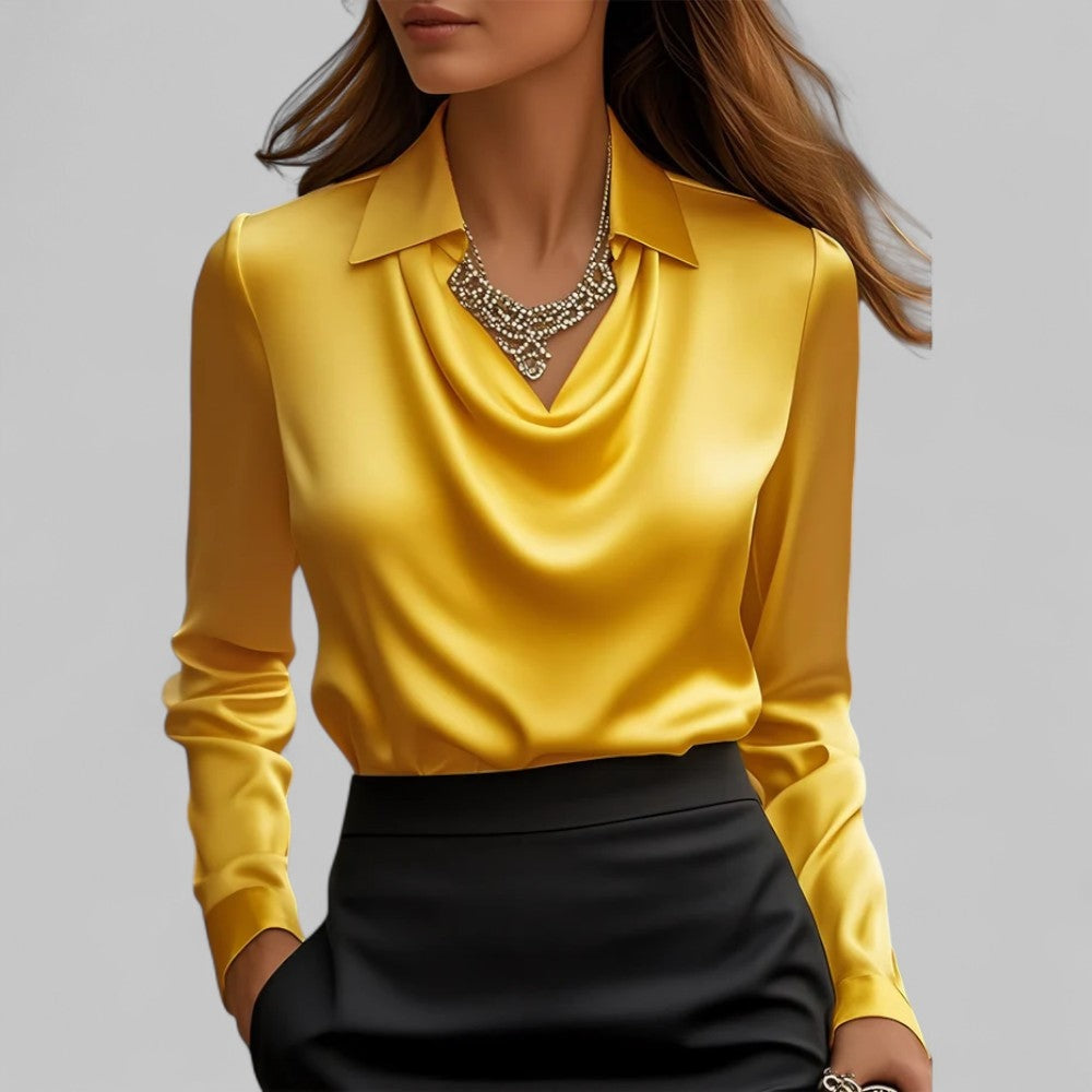 Juliette | Chemisier Soie Femme Col Drapé Manches Longues
