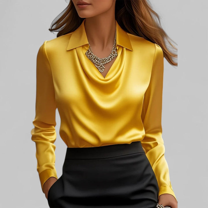 Juliette | Chemisier Soie Femme Col Drapé Manches Longues