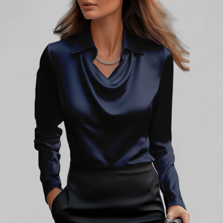 Juliette | Chemisier Soie Femme Col Drapé Manches Longues