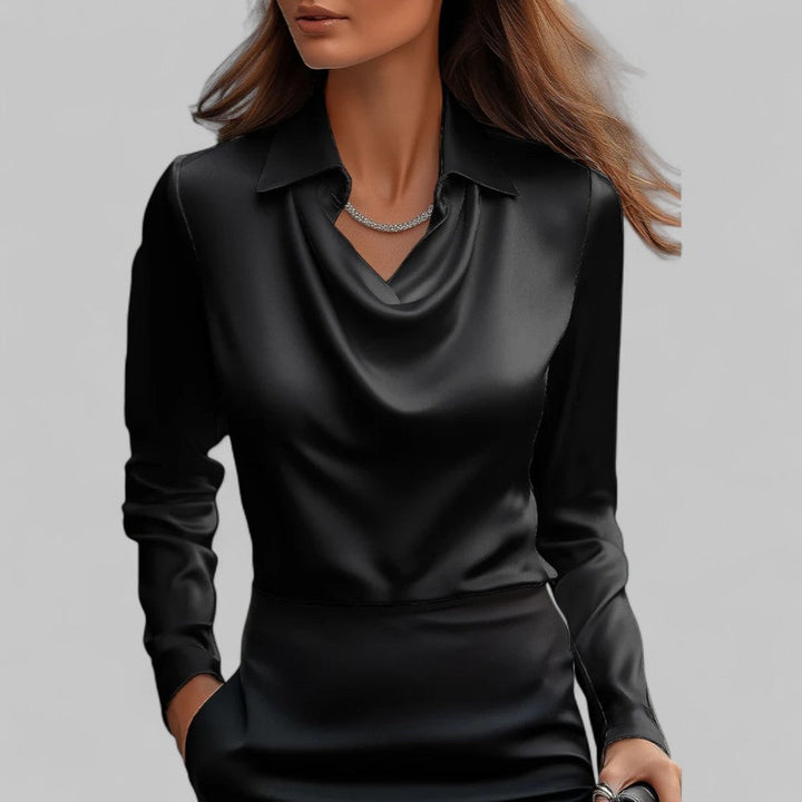 Juliette | Chemisier Soie Femme Col Drapé Manches Longues