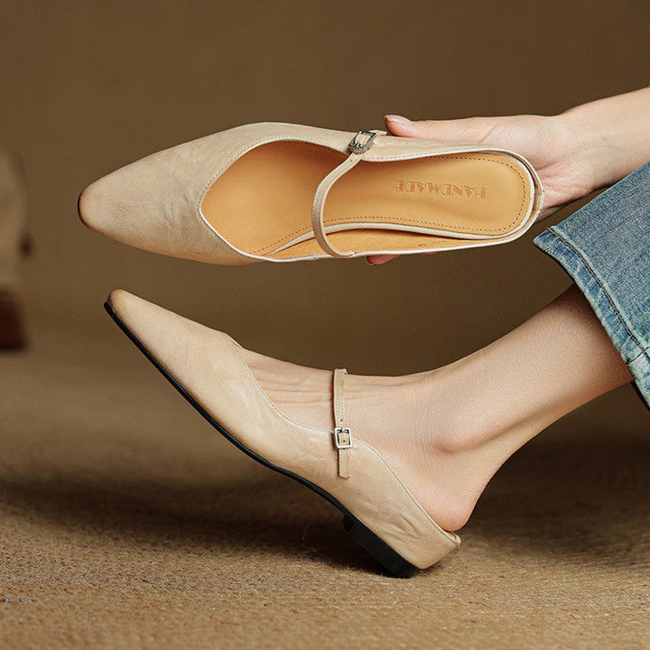 Juliette | Escarpins en Cuir Véritable Femme Bout Pointu Bride Cheville