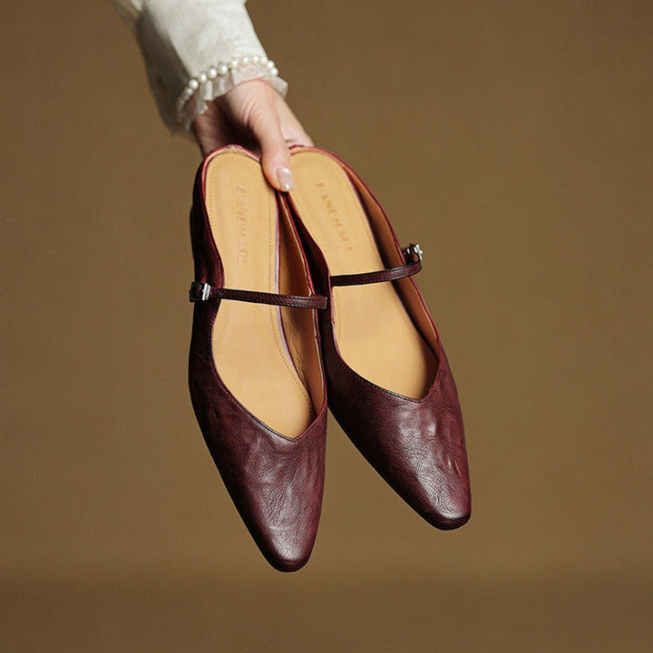Juliette | Escarpins en Cuir Véritable Femme Bout Pointu Bride Cheville
