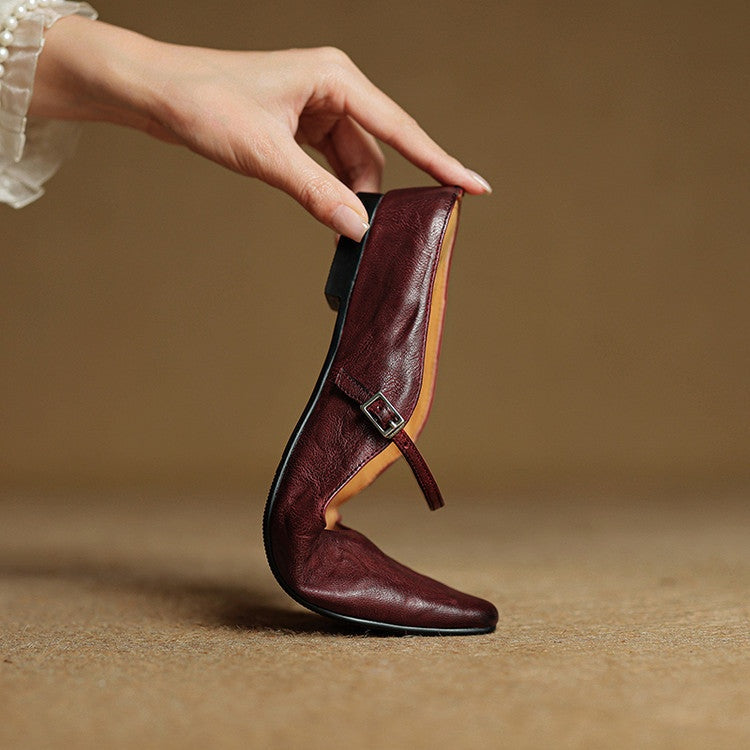Juliette | Escarpins en Cuir Véritable Femme Bout Pointu Bride Cheville