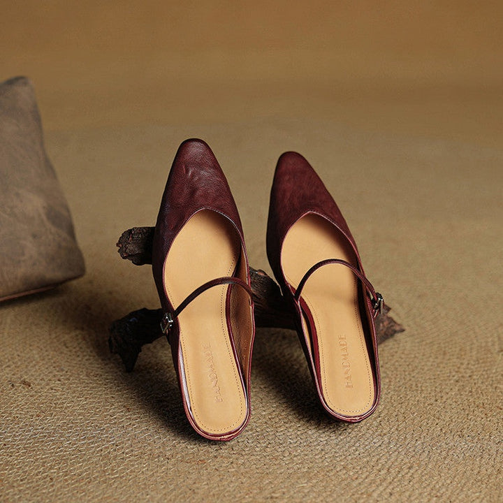 Juliette | Escarpins en Cuir Véritable Femme Bout Pointu Bride Cheville