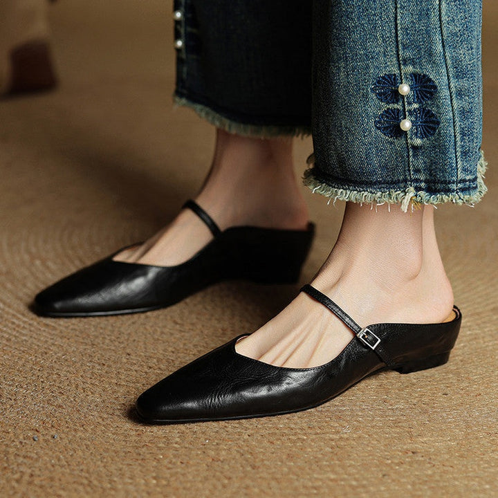 Juliette | Escarpins en Cuir Véritable Femme Bout Pointu Bride Cheville