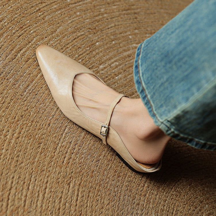 Juliette | Escarpins en Cuir Véritable Femme Bout Pointu Bride Cheville