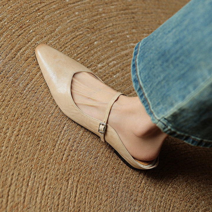 Juliette | Escarpins en Cuir Véritable Femme Bout Pointu Bride Cheville
