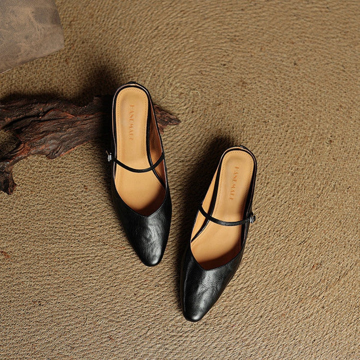 Juliette | Escarpins en Cuir Véritable Femme Bout Pointu Bride Cheville