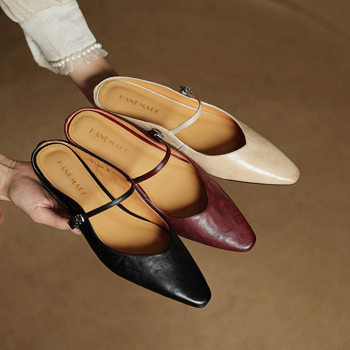 Juliette | Escarpins en Cuir Véritable Femme Bout Pointu Bride Cheville