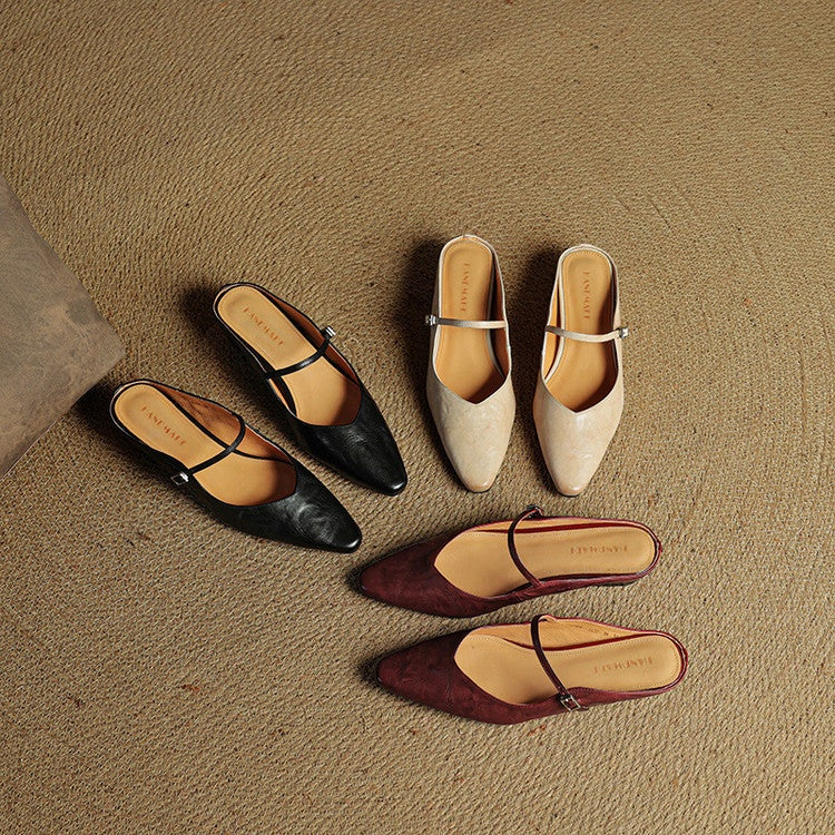 Juliette | Escarpins en Cuir Véritable Femme Bout Pointu Bride Cheville