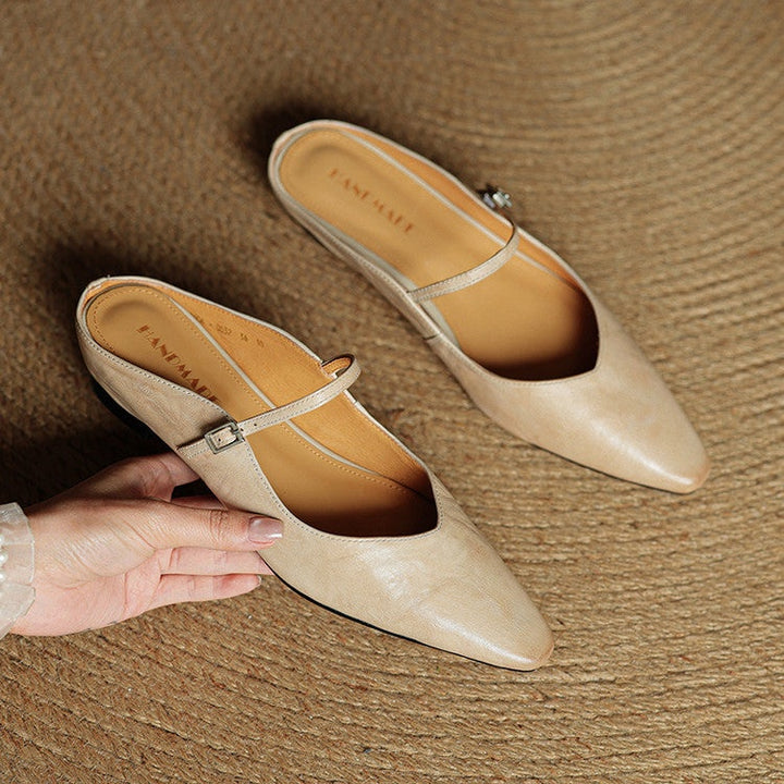 Juliette | Escarpins en Cuir Véritable Femme Bout Pointu Bride Cheville