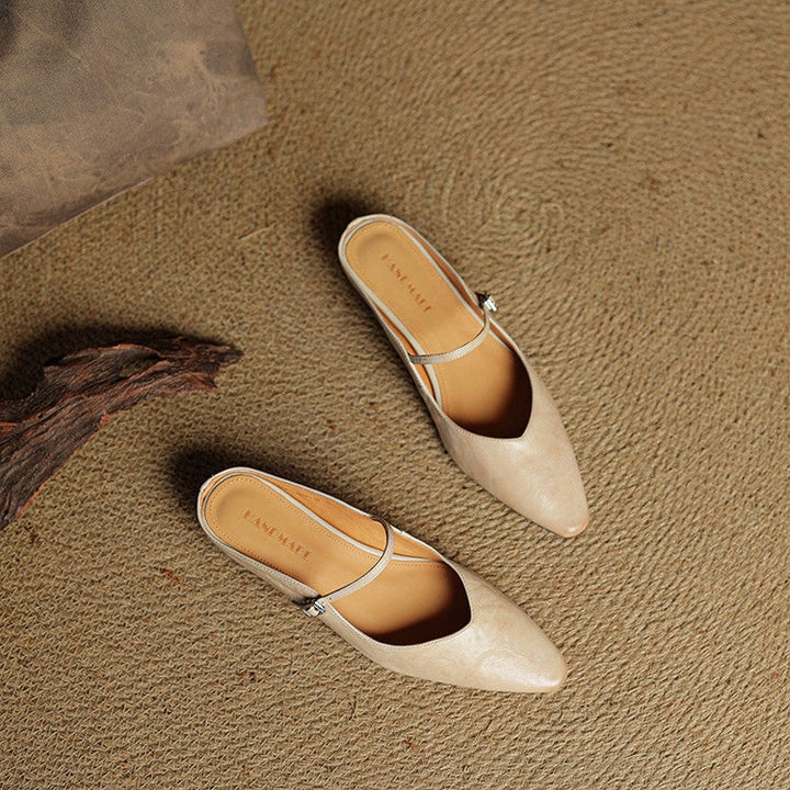 Juliette | Escarpins en Cuir Véritable Femme Bout Pointu Bride Cheville