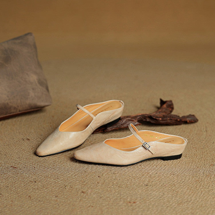 Juliette | Escarpins en Cuir Véritable Femme Bout Pointu Bride Cheville