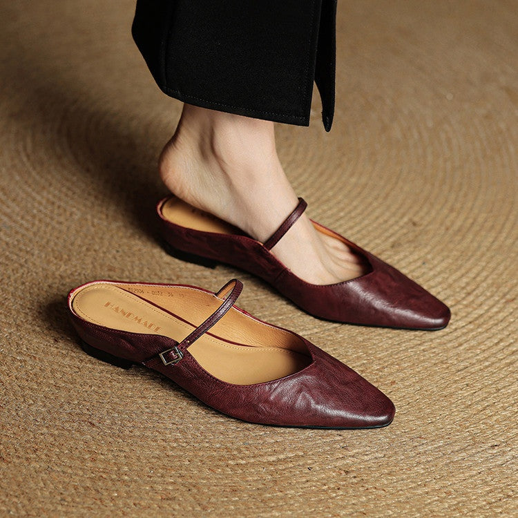 Juliette | Escarpins en Cuir Véritable Femme Bout Pointu Bride Cheville