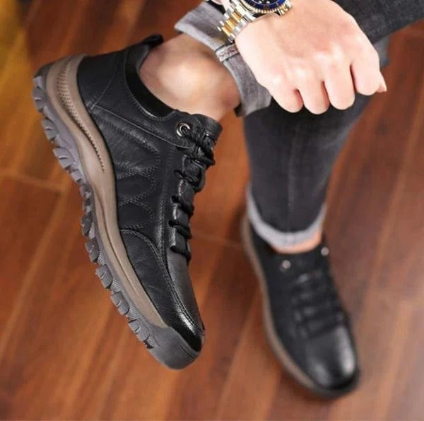 Léo | Chaussure de Marche Homme Cuir Lacets Semelle Crantée