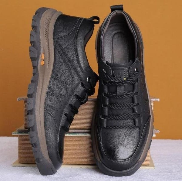 Léo | Chaussure de Marche Homme Cuir Lacets Semelle Crantée