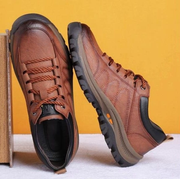 Léo | Chaussure de Marche Homme Cuir Lacets Semelle Crantée