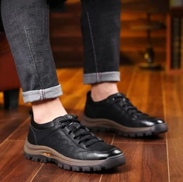 Léo | Chaussure de Marche Homme Cuir Lacets Semelle Crantée