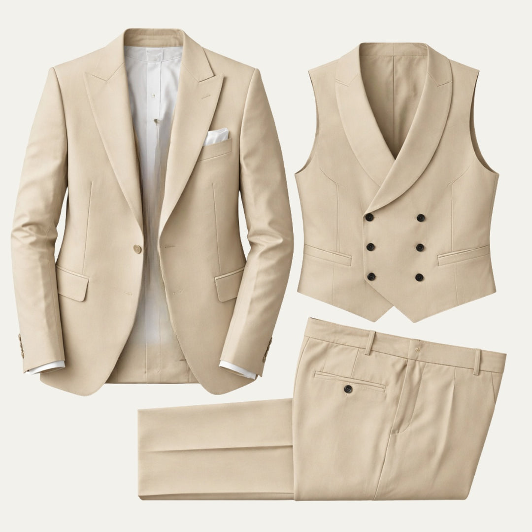 Léo | Costume 3 Pièces Homme Slim Fit Mariage Gilet Croisé