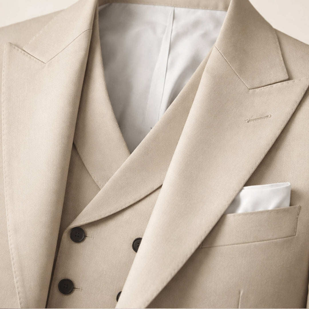 Léo | Costume 3 Pièces Homme Slim Fit Mariage Gilet Croisé