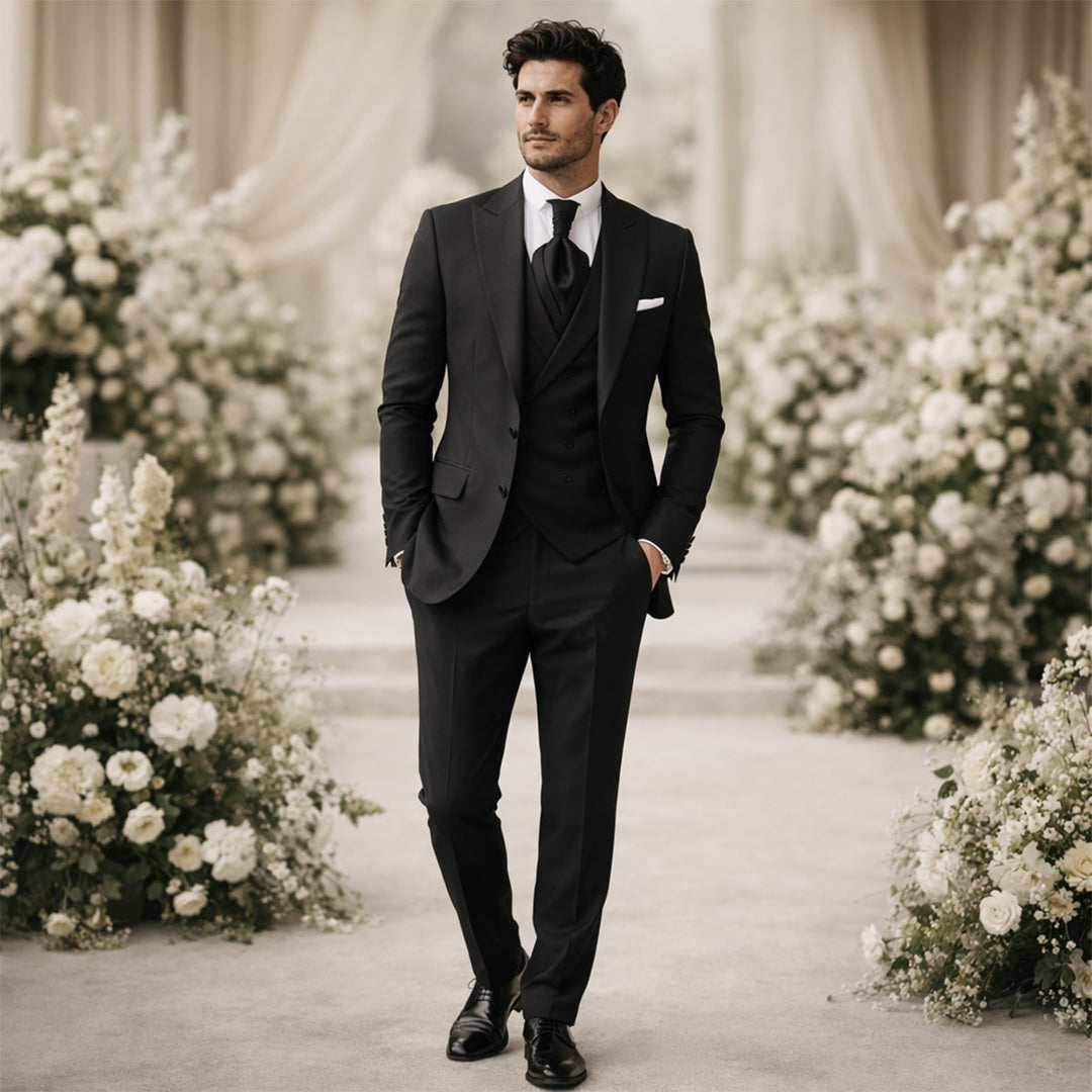 Léo | Costume 3 Pièces Homme Slim Fit Mariage Gilet Croisé