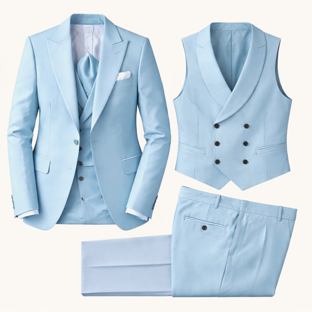 Léo | Costume 3 Pièces Homme Slim Fit Mariage Gilet Croisé