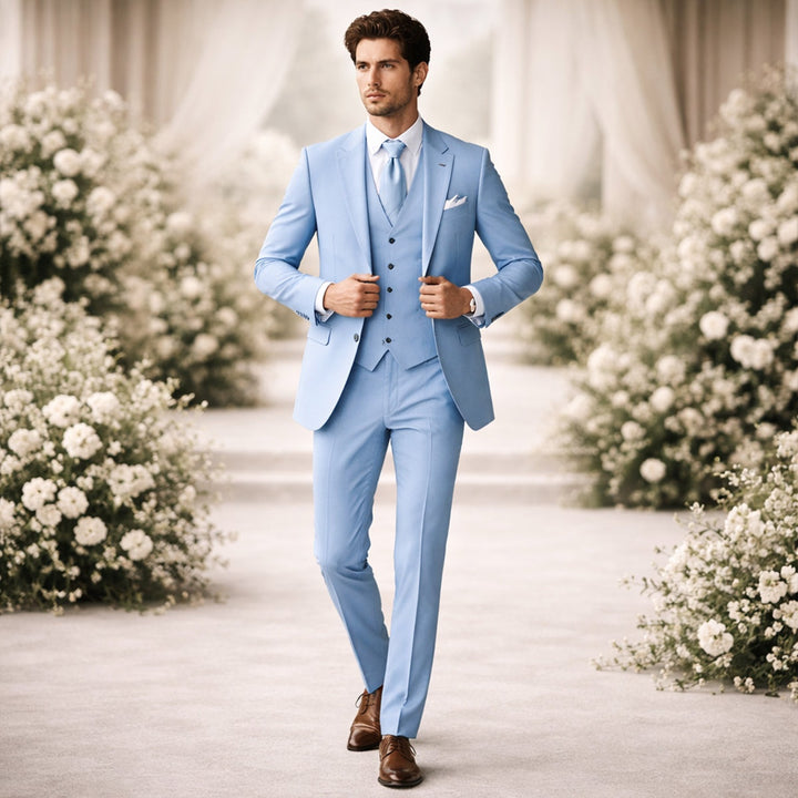 Léo | Costume 3 Pièces Homme Slim Fit Mariage Gilet Croisé