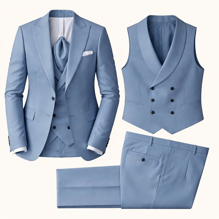 Léo | Costume 3 Pièces Homme Slim Fit Mariage Gilet Croisé
