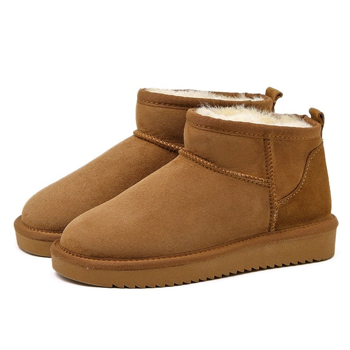 Lina | Bottines Fourrées Femme Daim Plates