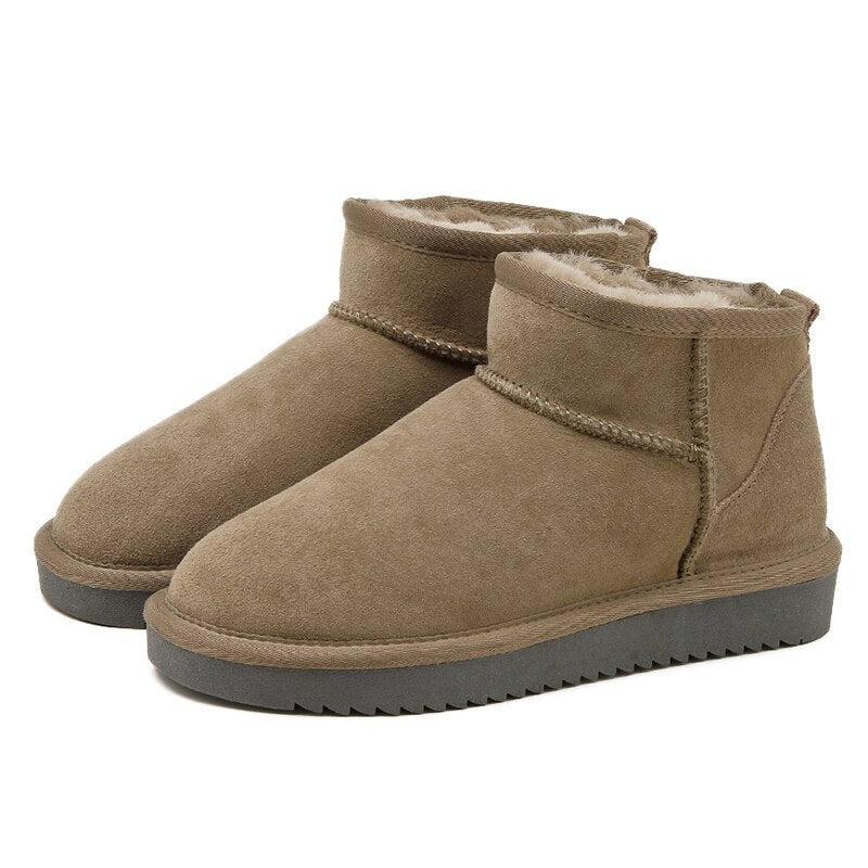 Lina | Bottines Fourrées Femme Daim Plates