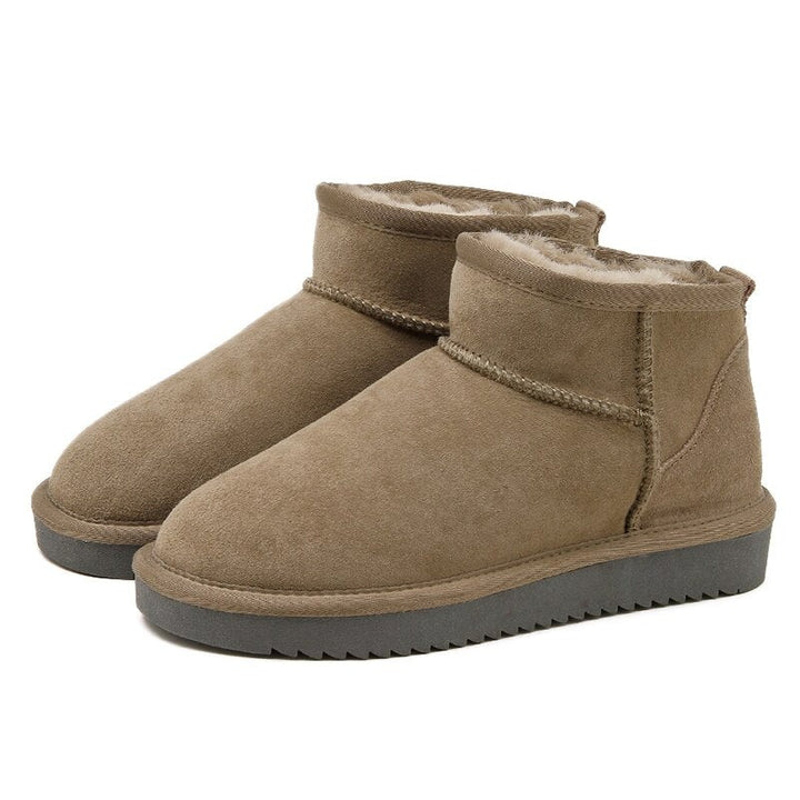 Lina | Bottines Fourrées Femme Daim Plates