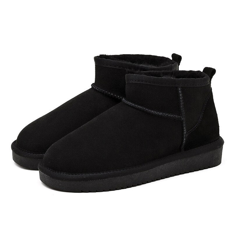 Lina | Bottines Fourrées Femme Daim Plates