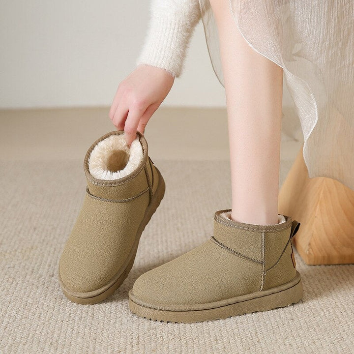 Lina | Bottines Fourrées Femme Daim Plates