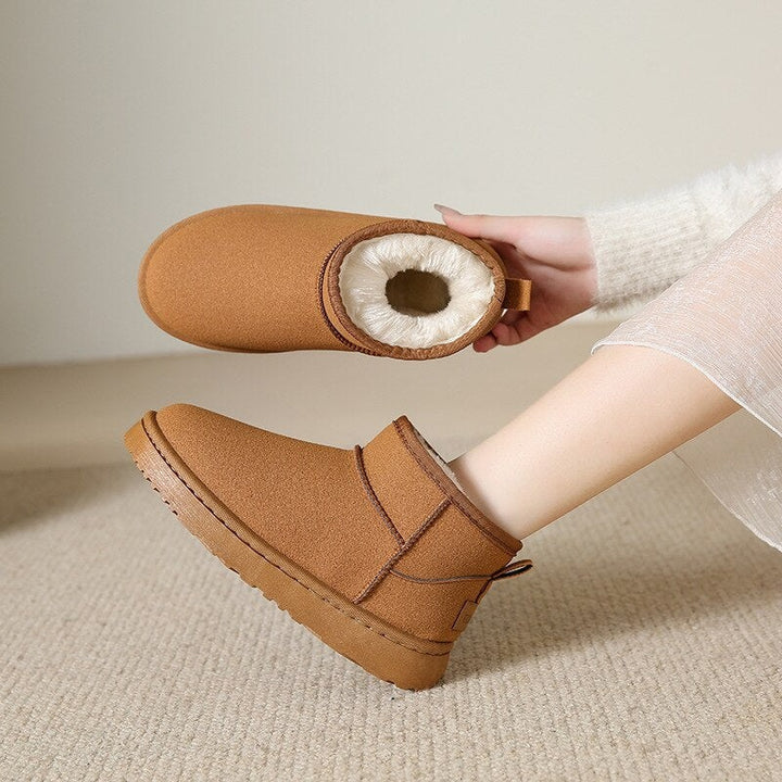 Lina | Bottines Fourrées Femme Daim Plates