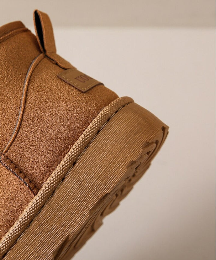 Lina | Bottines Fourrées Femme Daim Plates