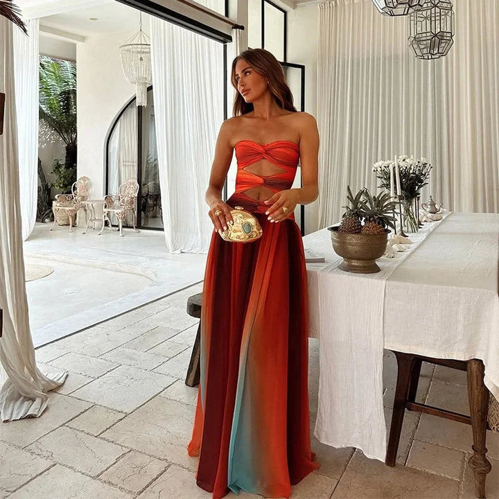 Lina | Robe de Soirée Longue Femme Sans Bretelles Fente